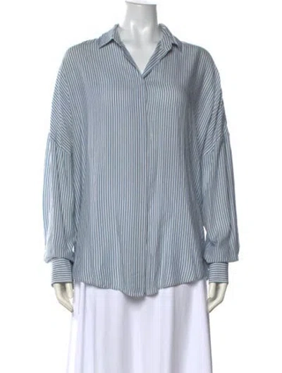 Pre-owned Iro Striped Long Sleeve Blouse In White