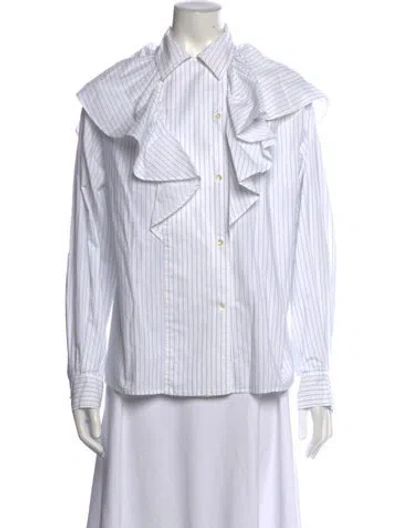 Pre-owned Iro Striped Long Sleeve Blouse In White