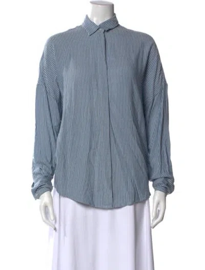 Pre-owned Iro Striped Long Sleeve Button-up Top In Blue