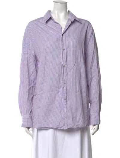 Pre-owned Iro Striped Long Sleeve Button-up Top In Blue