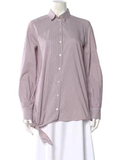 Pre-owned Iro Striped Long Sleeve Button-up Top In Burgundy