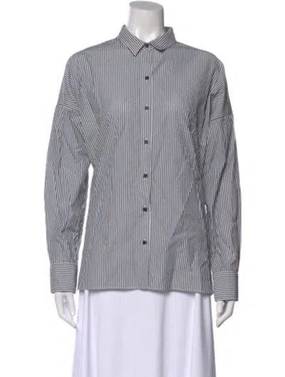 Pre-owned Iro Striped Long Sleeve Button-up Top In Gray