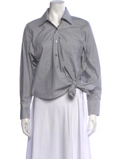 Pre-owned Iro Striped Long Sleeve Button-up Top In Grey/white