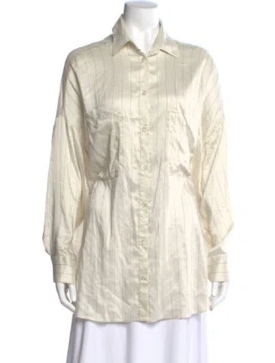 Pre-owned Iro Striped Long Sleeve Button-up Top In Neutral