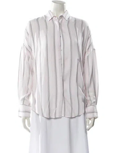 Pre-owned Iro Striped Long Sleeve Button-up Top In White