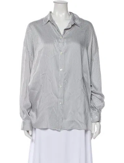Pre-owned Iro Striped Long Sleeve Button-up Top In White