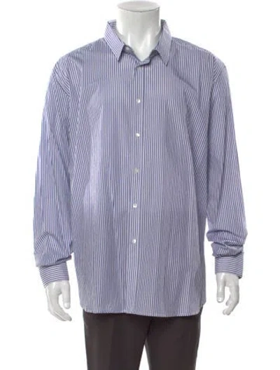 Pre-owned Iro Striped Long Sleeve Dress Shirt In Blue