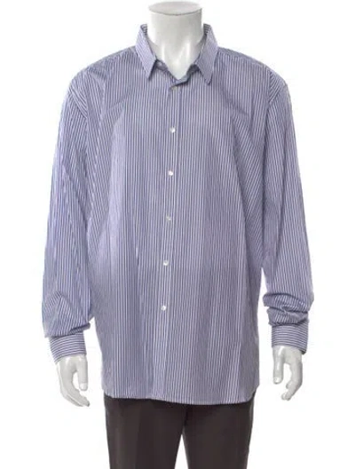 Pre-owned Iro Striped Long Sleeve Dress Shirt W/ Tags In Blue