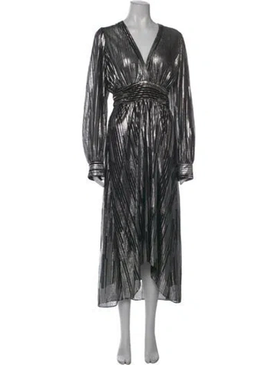 Pre-owned Iro Striped Midi Length Dress In Black/silver