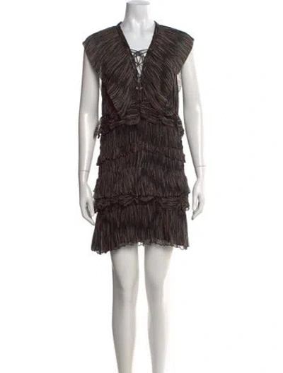Pre-owned Iro Striped Mini Dress In Black