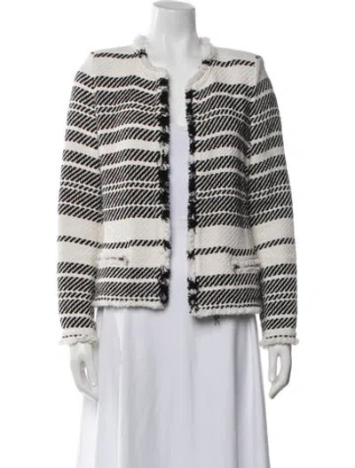 Pre-owned Iro Striped Open Front Sweater In White