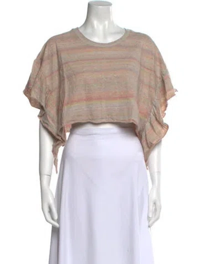 Pre-owned Iro Striped Scoop Neck Crop Top W/ Tags In Neutral