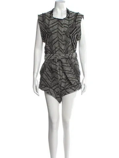 Pre-owned Iro Striped Scoop Neck Romper In Black