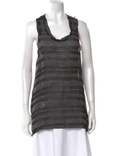 Pre-owned Iro Striped Scoop Neck Top W/ Tags In Black