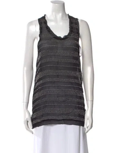 Pre-owned Iro Striped Scoop Neck Top W/ Tags In Black