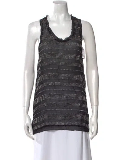 Pre-owned Iro Striped Scoop Neck Top W/ Tags In Black