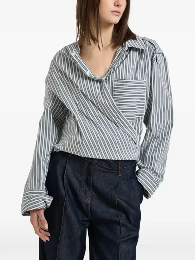 Iro Unstructured Striped Shirt In Gray