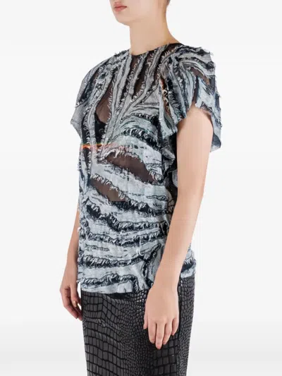 Pre-owned Iro Striped Short-sleeve Blouse In 蓝色