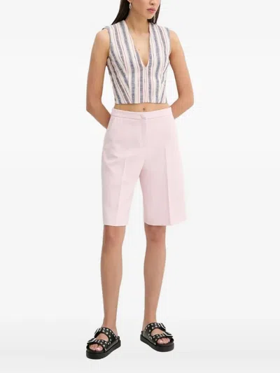 Iro Striped V-neck Top In Pink