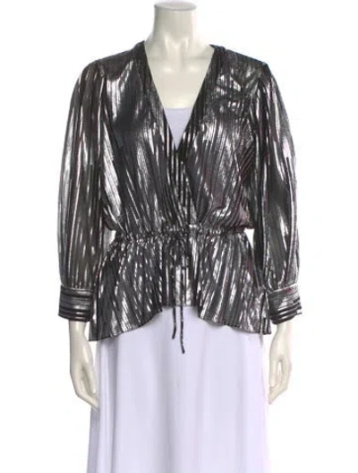 Pre-owned Iro Striped V-neck Blouse In Black