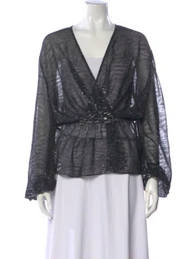 Pre-owned Iro Striped V-neck Blouse In Silver