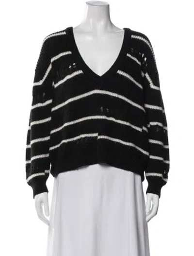 Pre-owned Iro Striped V-neck Top In Black