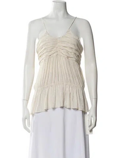 Pre-owned Iro Striped V-neck Top W/ Tags In Neutral