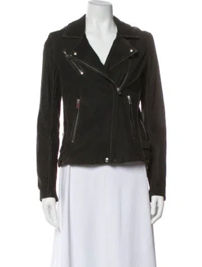 Pre-owned Iro Suede Biker Jacket In Green