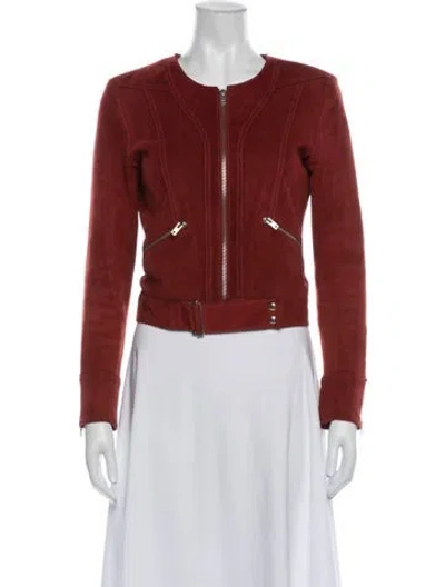 Pre-owned Iro Suede Biker Jacket In Red