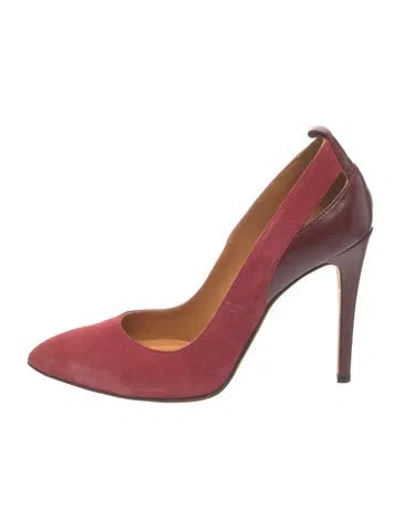 Pre-owned Iro Suede Cutout Accent Pumps In Burgundy
