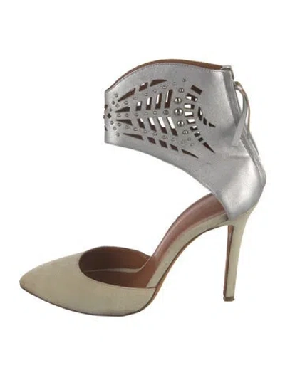 Pre-owned Iro Suede Cutout Accent Pumps In Metallic/neutrals