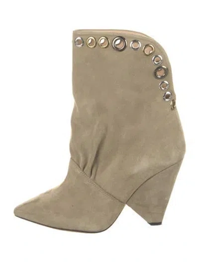 Pre-owned Iro Suede Eyelet Trim Boots In Neutral