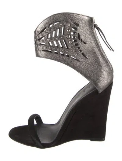 Pre-owned Iro Suede Lasercut Accents Gladiator Sandals In Black