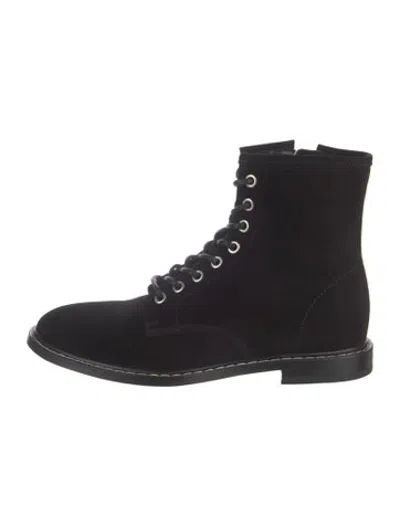 Pre-owned Iro Suede Leather Trim Embellishment Lace-up Boots In Black
