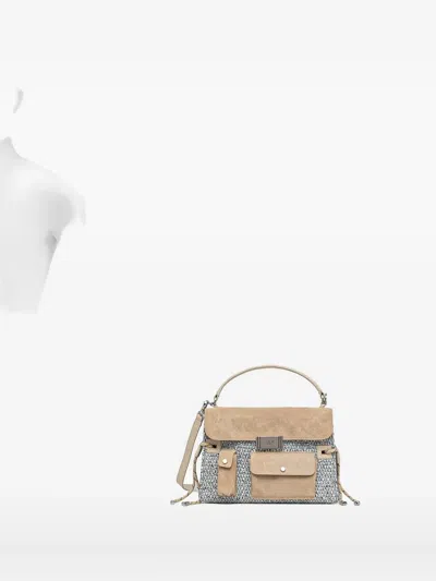 Iro Suede-panel Woven Cross Body Bag In Neutral