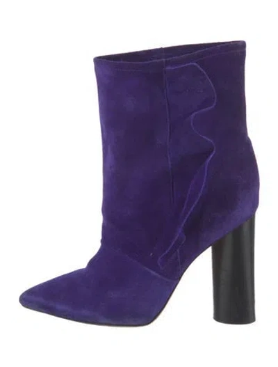 Pre-owned Iro Suede Ruffle Embellishment Boots In Blue