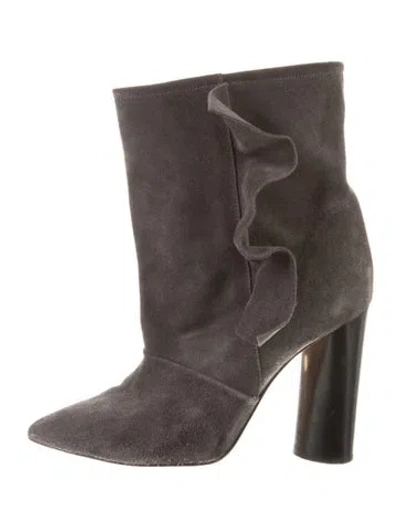 Pre-owned Iro Suede Ruffle Embellishment Boots In Gray