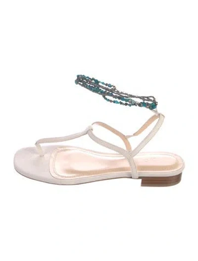 Pre-owned Iro Suede T-strap Sandals In Neutral