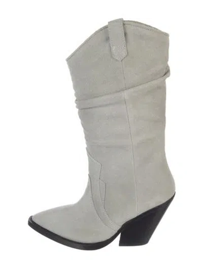 Pre-owned Iro Suede Western Boots In White