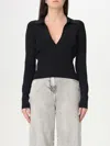 Iro Fitted Long-sleeve Top With Deep V-neckline In Black