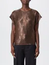 Iro Metallic-effect Pleated Top In Brown