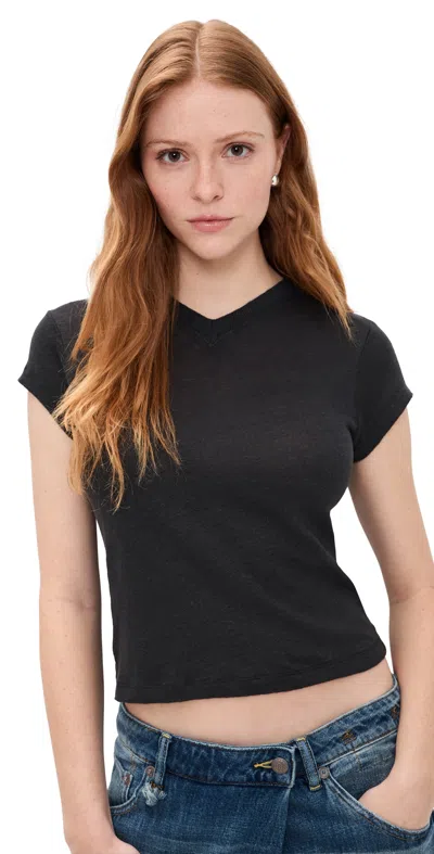 Iro Sybel Linen V Neck Tee Black