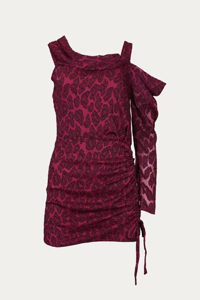Iro Taomi Dress In Pink Blac In Burgundy