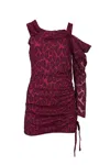Iro Taomi Dress In Pink Blac In Burgundy