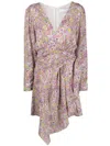 Iro Taro Print V-neck Dress In Beige