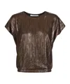 Iro Metallic-effect Pleated Top In Green