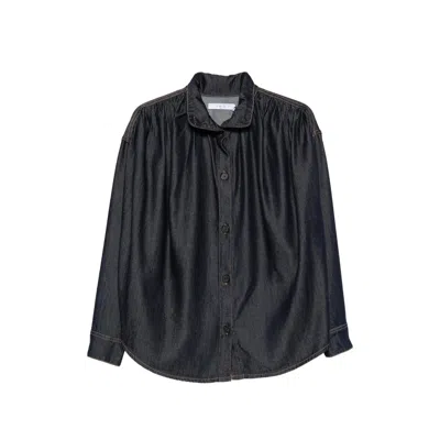 Iro Tencel Satin With Gathered Detailing Shirt In Blue