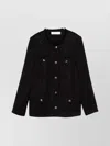 Iro Textured Blazer With Frayed Trim And Pockets In Black