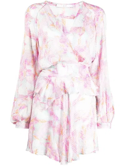 Iro Textured-finish Floral-print Dress In Rosa