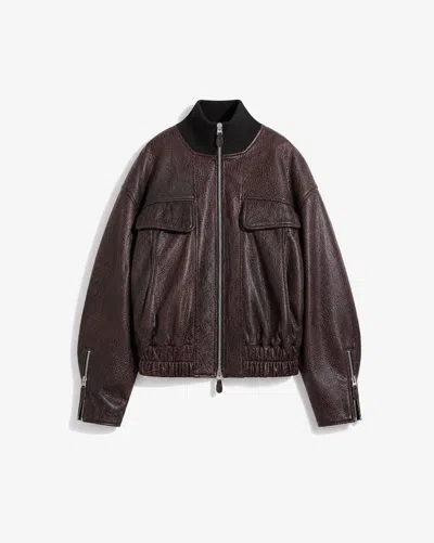 Iro Textured Leather Jacket In Brown